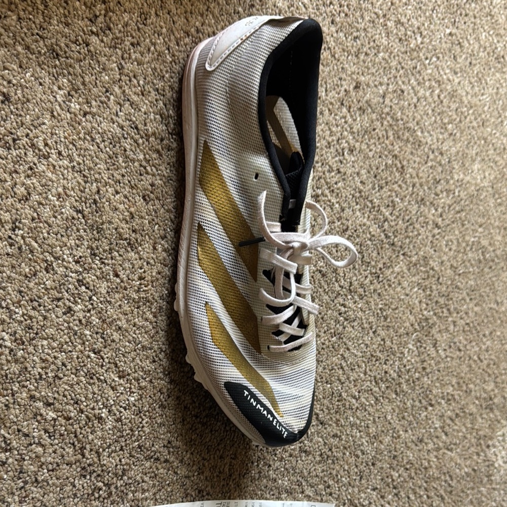 Adidas White and Gold Athletic Running Shoes